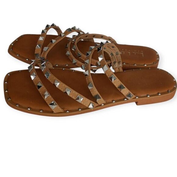 NICOLE MILLER NUDE SILVER STUDDED SANDALS SZ.8.5 EUC. - Picture 3 of 7